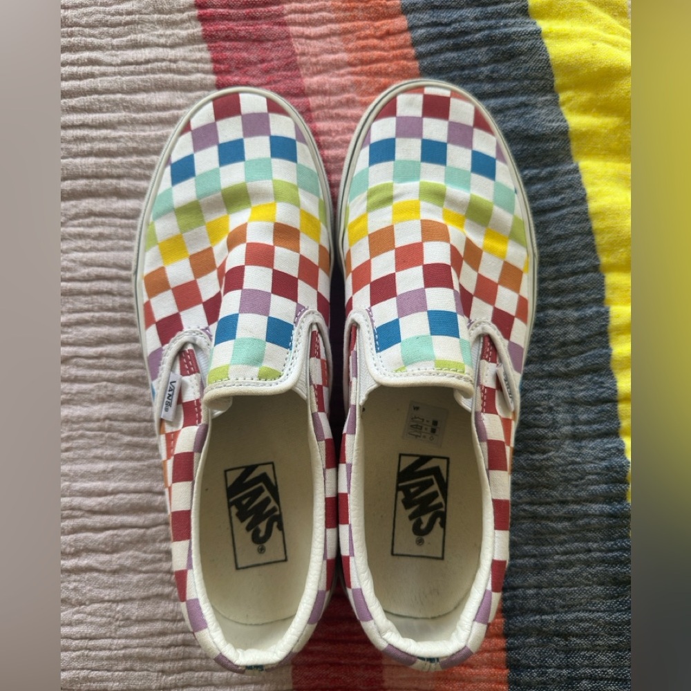 Vans Red and Orange Slip-On Sneakers Classic Style